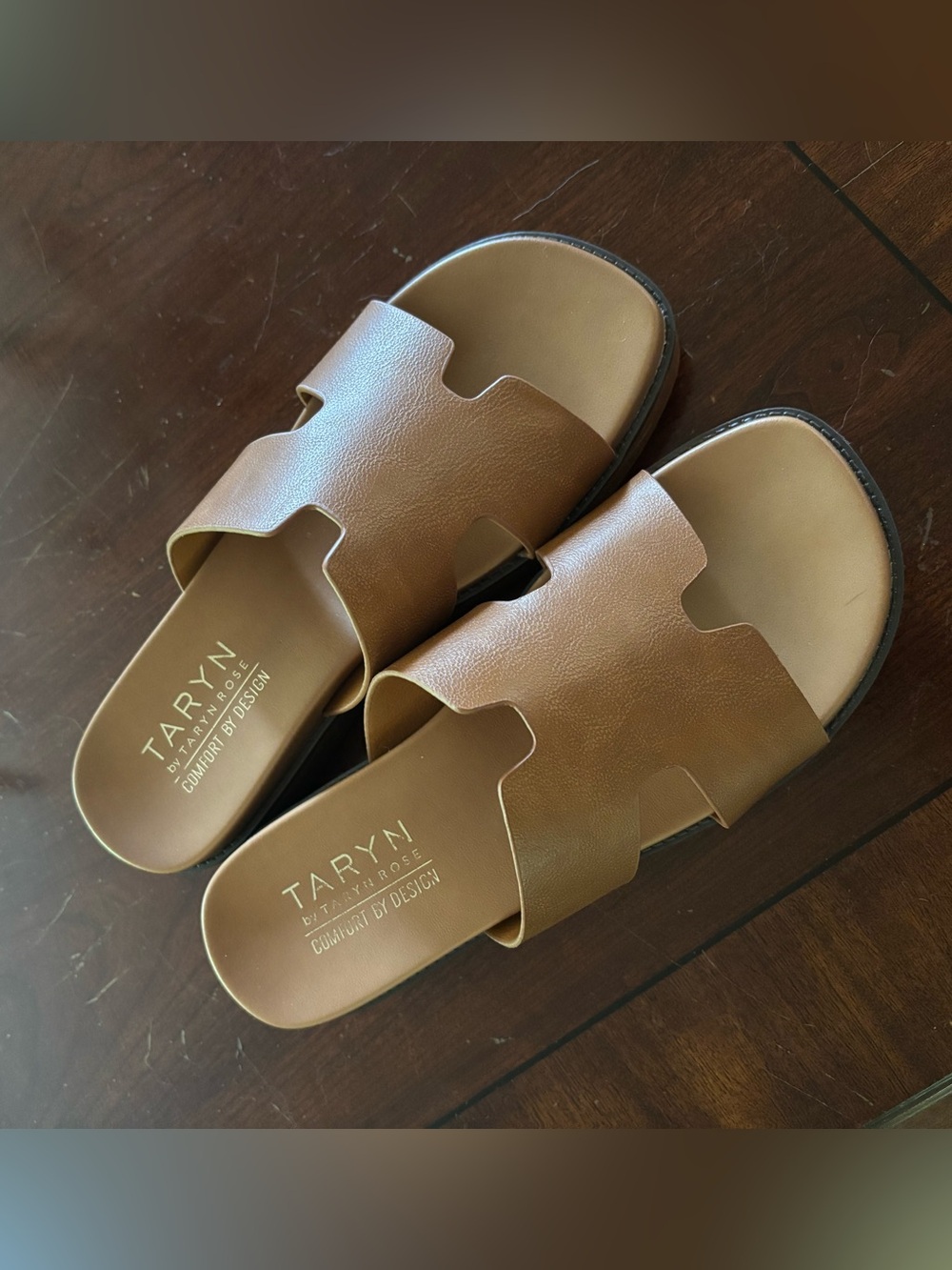 TARYN by T. Rose Tan Platform Slide Sandals